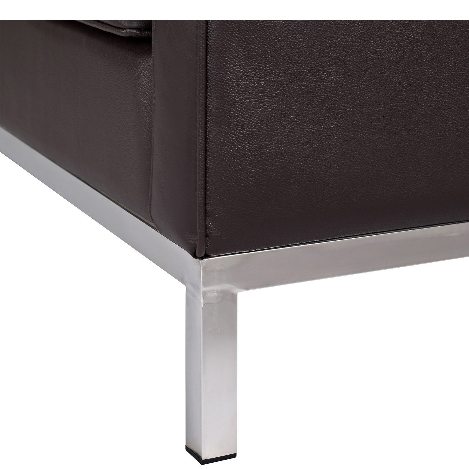 Modway Loft Leather Sofa In Brown